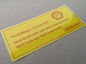 Shell air cleaner decal, YELLOW. Porsche 911 SC / 911 3.2L / 964 - 93000654300