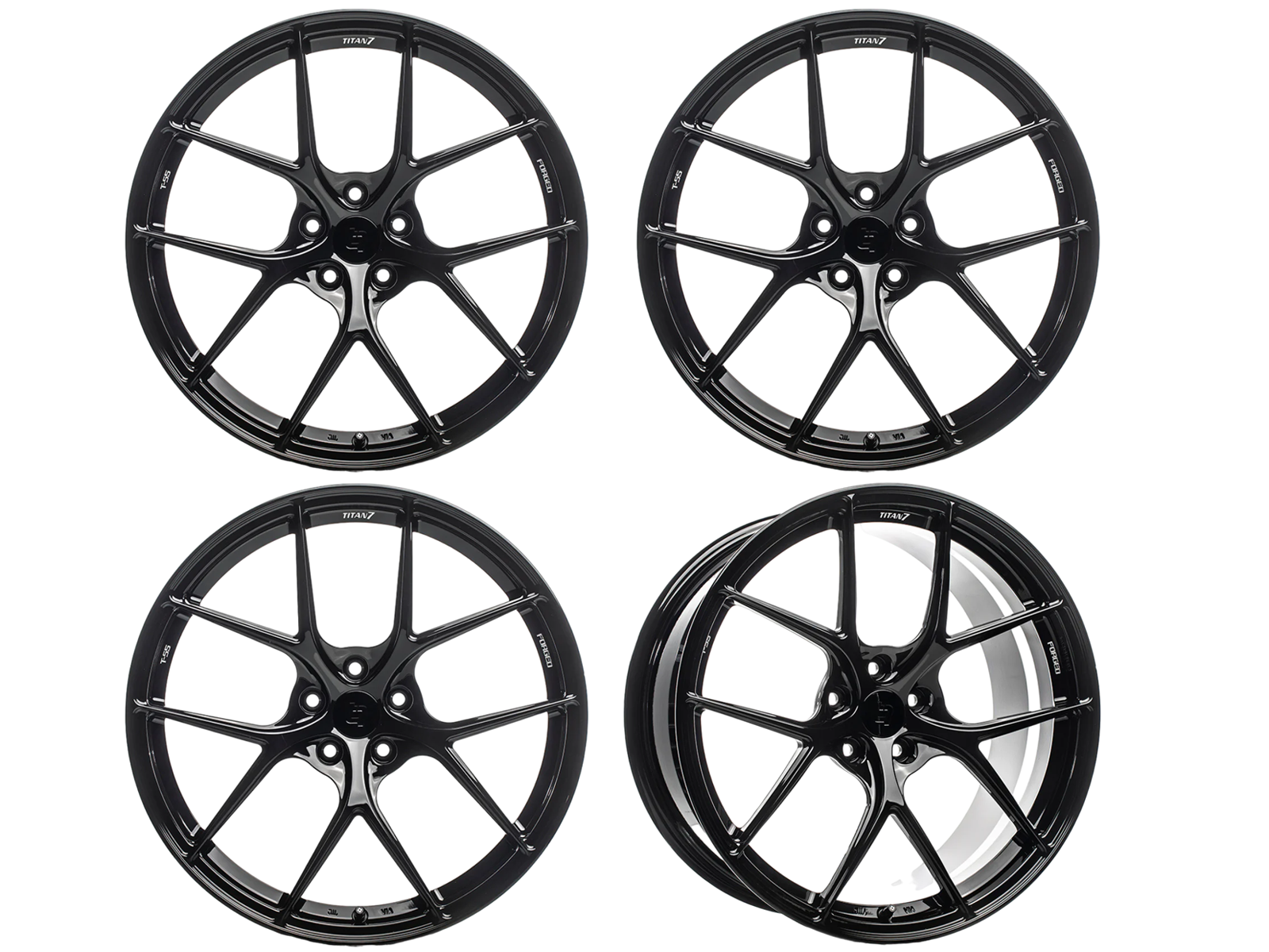 Titan 7 Forged T-S5 Split 5 Spoke Alloy Wheel Set Wicked Black
