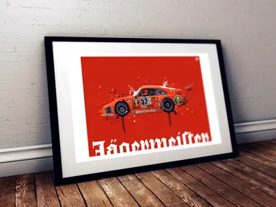 Porsche 935 K3 Jagermeister poster in Black frame