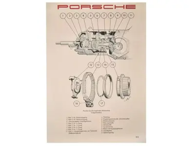 Poster - Cross-Section of the Porsche 356A Synchromesh - PCG35646010, PCG35610030