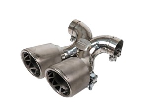 Fabspeed Maxflo TRUE X-Pipe With Dual Tips, Titanium. Porsche 981 Boxster / Cayman - FSPOR981DLTP, FSPOR981DLTCF, FSPOR981DLTB, FSPOR981DLTBR - FS.POR.981.DLTTI