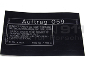 Sticker Air Conditioner. Porsche 996 / 997 - 95570114100, 95570114100