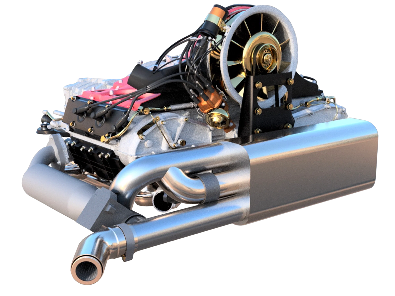 1-IN GTk Active Muffler for Air-cooled Porsches 911 SC, 911S, Carrera 1974 - 1989