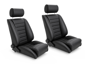 LeMans Bucket Seats, Black Leather, SET OF 2. Porsche 356 / 911 / 912 1950–89