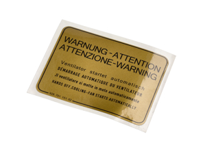 Sticker Fan Warning. Porsche 928 - 92870115102 - PAKAV