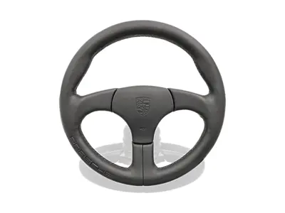 Sports steering wheel without airbag Black with Black Stitching. Porsche 964 - 000043162108YR