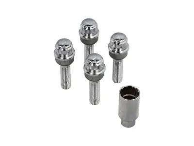 Locking wheel bolt kit (Extra long). Chrome plated for Porsche - 99736198009, PAF009593, 99136105700, WHT006980C, WHT006980A, 9A700698000