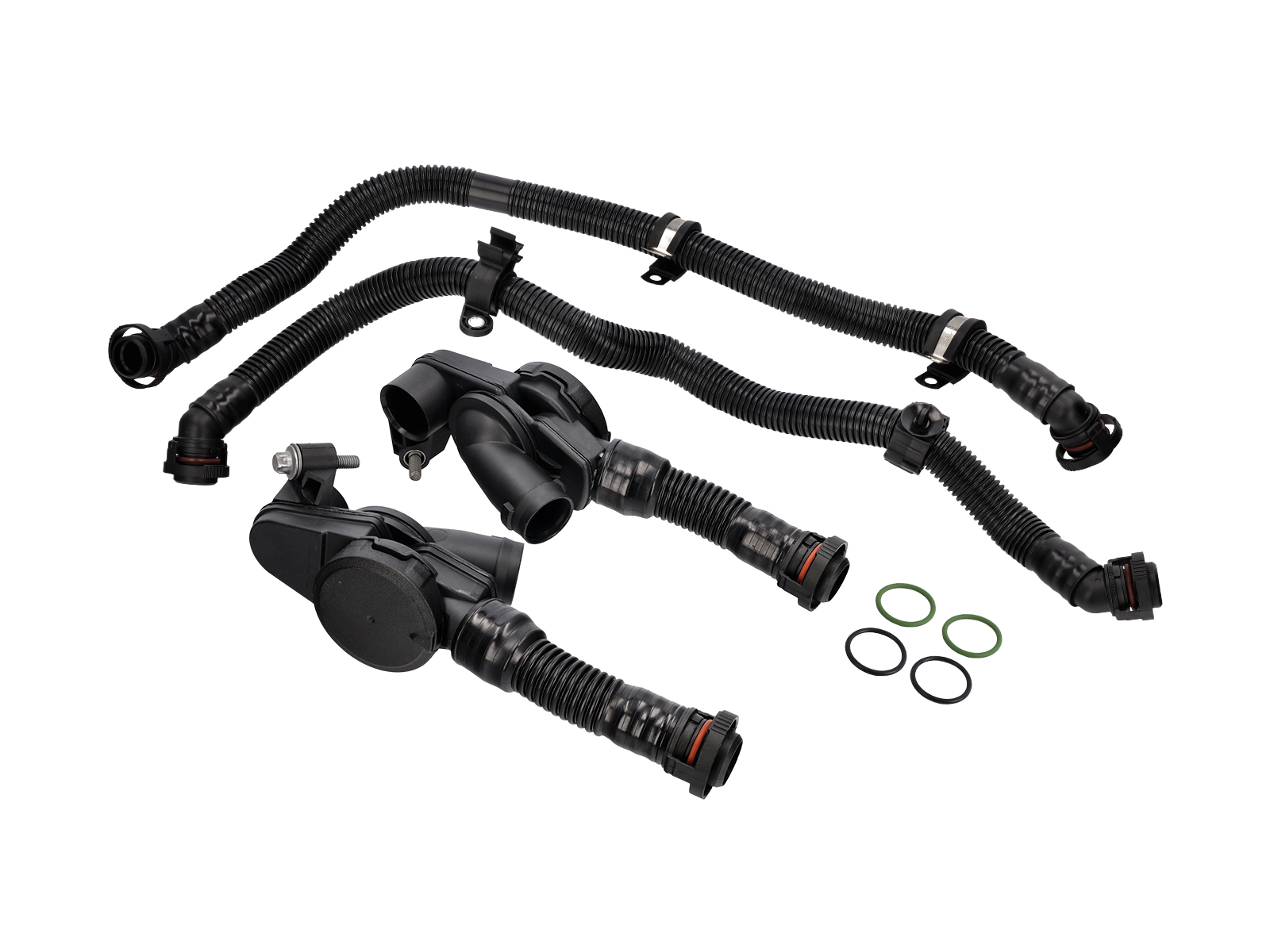 Engine crankcase vent breather valve kit. Porsche 970.2 Panamera S 3.0L 2014-16 - 94610723077, 94610722977, 94610724075, 94610723975