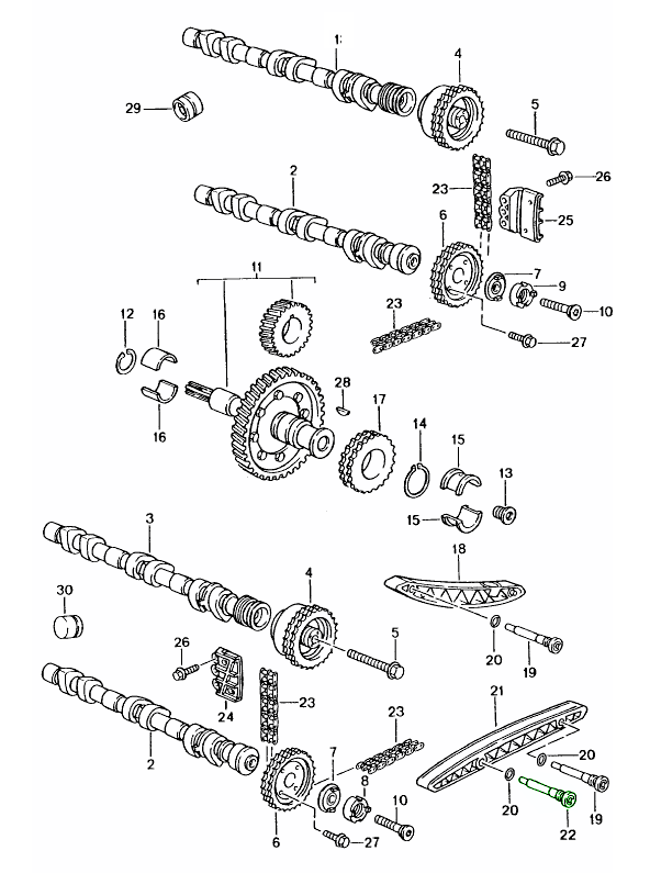 Porsche 996 Timing chain guide bearing pin 99610517570 99610517570
