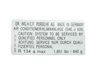 Air conditioner sticker. Porsche 964 (USA) - 96470114101 - PAKK1