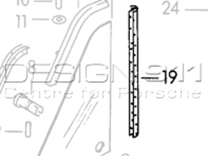 Front 1/4 glass vertical seal. Porsche 356 - 64454293302, 356099/001, 356099-001