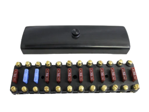 Front 12 way fuse panel with modern blade fuses. Porsche 911 1965 to 1968 - 90161280120, 90161207214 - RD-REFUZE911.65-68