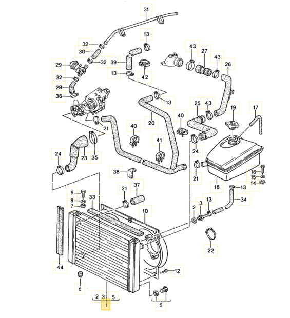 Aluminium Radiator Water/Coolant. Porsche 944 / 944 S2 / turbo 7088