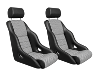 Rally ST Bucket Seats, Black Leatherette / Houndstooth, SET OF 2. Porsche 356 / 911 / 912 1950–89