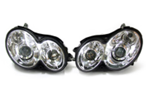Headlamp Light Chrome with Projector MERCEDES BENZ CLK W209 PAIR LHD ONLY - 1626280, 0001626280