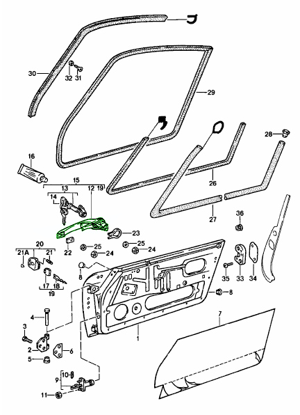 Left Side Door Handle For Porsche 914 1970-1976 – Jorg 23288GR (No Lock)