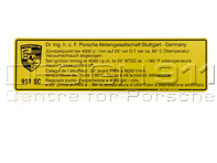 Sticker Set Ignition Timing At 4000 RPM. Porsche 911 - 93000651001