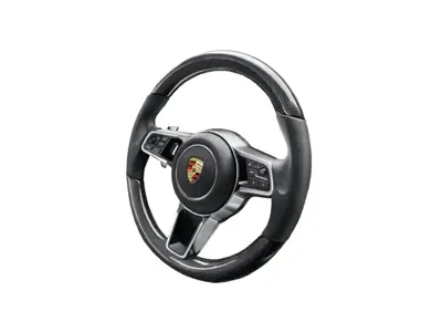 Multi-function sports steering in carbon. Porsche 971 Panamera 2017>> - 971044404, 971044404A34, 971044404OE5, 9710444049J9, 971044404OK6, 9710444048U7