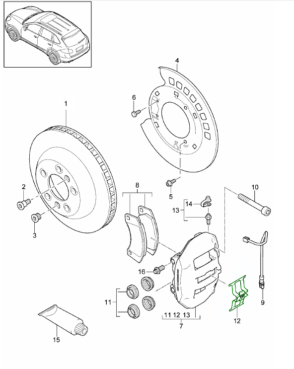 Porsche 958 Cayenne Brake pad spring clip 7PP615269 7PP615269