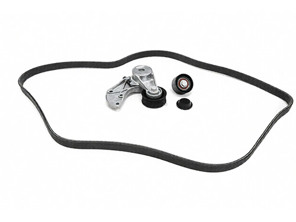 Drive belt with tensioning damper, idler pulley Kit . Porsche 955 / 957 / Cayenne V6 - 95510229900, 95510236101, 95510236100, 95510227600, 95510293300