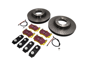 FRONT Brake Disc Package with Sport EBC Brake Pads Porsche 997 C2 3.6L - 9963514XX04BRE, 99635141004, 99635140904BRE, 99635140904, 9963514XX04, DP41515R, 99635108901, 99761268001