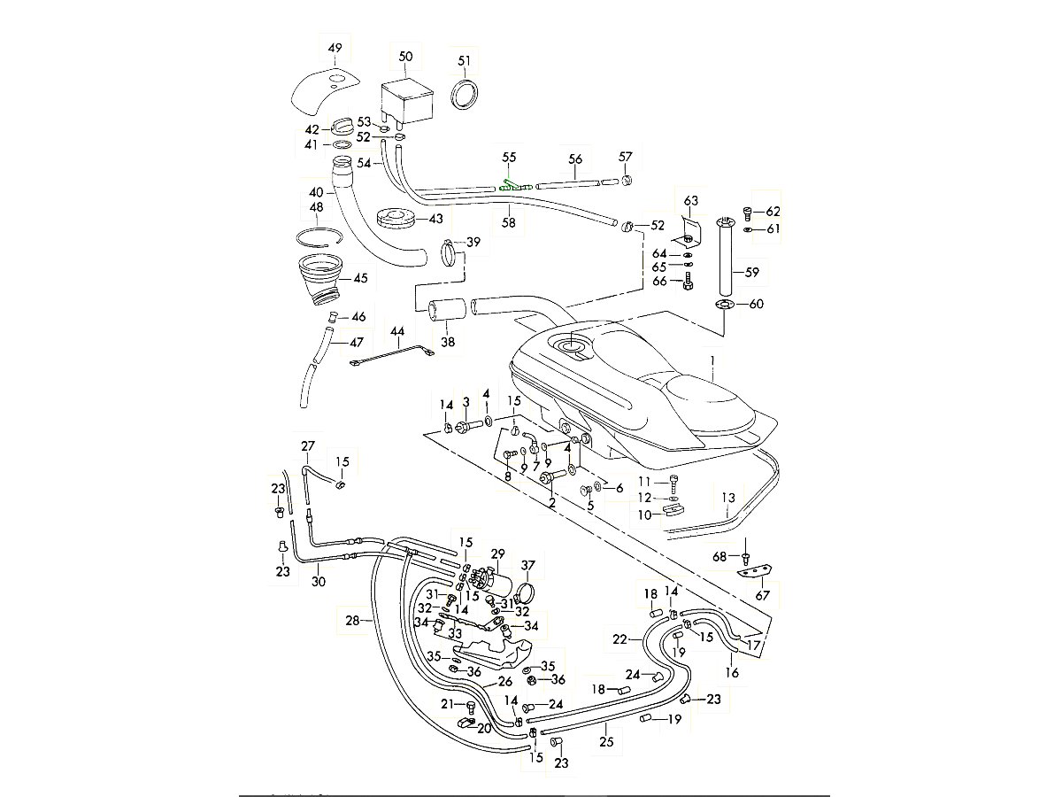 Porsche 911 Intermediate piece of breather hoses for fuel system 90120161922 90120161922