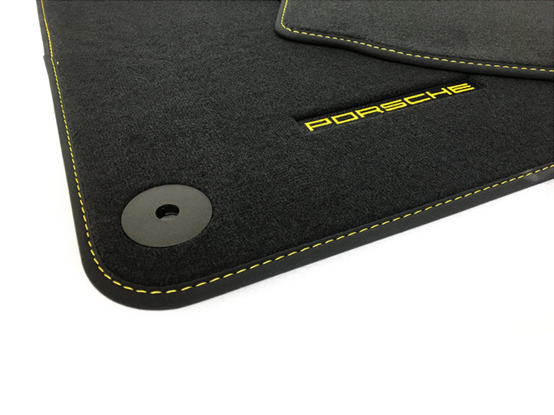 Floor mat set, Set of 2, Black with stitching. Porsche 981 Boxster / 981C  Cayman / 991 LHD Cars