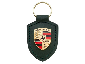 Porsche Crested leather keyring, Green. 'Driven by Dreams' – 75Y - WAP0503520RWSA