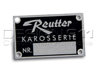 Reutter badge, 'Karosserienummer'. Porsche 356 - PSP70110200, PCG70110200