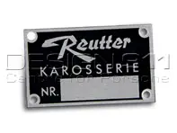 Reutter badge, 'Karosserienummer'. Porsche 356 - PSP70110200, PCG70110200