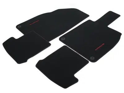 Floor mat set, Black / Carmine Red. Porsche 991 (911) GTS - RHD Right Hand Drive - 99155161307SMD, 99155161309SMD - 99155161309SMD