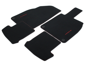 Floor mat set, Black / Carmine Red. Porsche 991 (911) GTS - RHD Right Hand Drive - 99155161307SMD, 99155161309SMD - 99155161309SMD