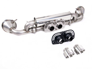 Milltek Sports Exhaust Rear Silencer With Polished GT-100 Tailpipe Trims. Porsche 992.1 GT3 2021>> - 9GT251052F, 9GT251052G, 9GT251052D, 9GT251052H - SSXPO172