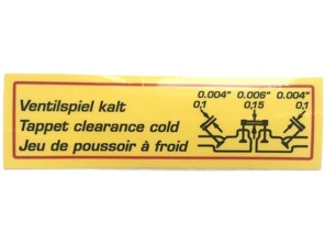 Engine Sticker (Foil) Valve Clearance Decal Super 90 +. Porsche 356 C - 64470101500 - 356234-11-F