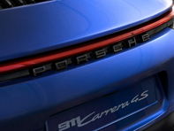 'PORSCHE' logotyp rear badge, in High-Gloss Black. Porsche 992 (911) - 99204481900041