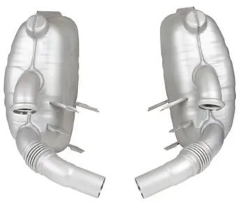 Exhaust muffler / silencer REAR OE style with TÜV/EEC approval. Porsche 996 - 99611112155, 99611112156, 99611112157, 99611113154, 99611113157, 99611113168, 99611112255, 99611112256, 99611112257, 99611113254, 99611113257, 99611113268 - 1620609570, 1620609580, 96.335S-1, 96.335S-2