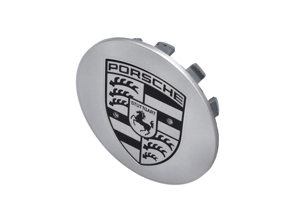 Wheel cap in Silver with Porsche crest. Porsche 955 Cayenne - 955361303019A1, 00004460600