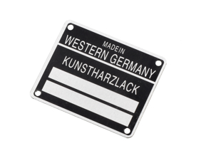 Chassis number and paint code plate. Porsche 911 / 912 1965-80 - 90170111105 - 1601501106
