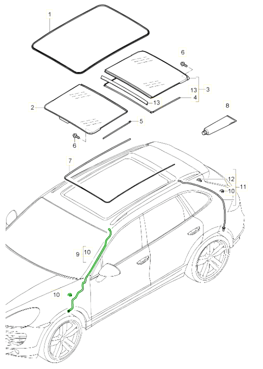 Porsche 958 Cayenne Water drain hose 95856420200 and 95856420100