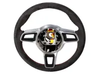 Steering wheel Black Alcantara / Guards Red. Porsche Cayman GT4 - 9P1419091AHRAH, 9P1419091FSRAH