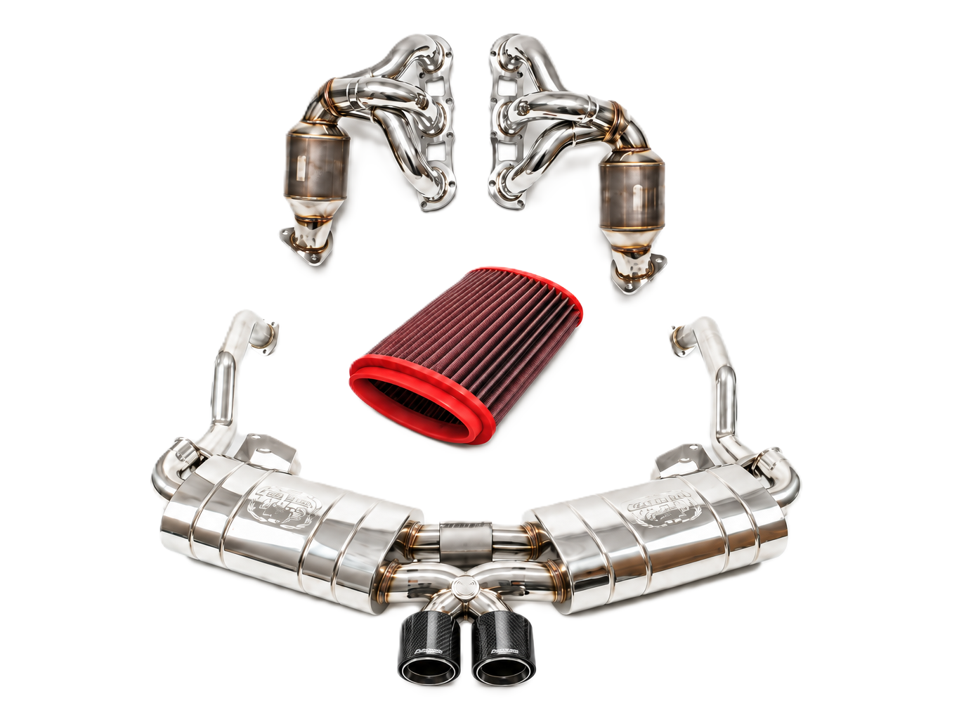 Fabspeed STREET Exhaust Performance Package, Carbon Fiber WITHOUT ECU Upgrade. Porsche 987 Boxster / Cayman (2005-2008) - 98711311200, 98711311204, 98711311205, 98711311100, 98711311104, 98711311105 - FS.POR.987.SHDR, FB416/16, FS.POR.987.MAXC