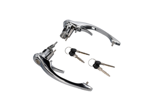 Door handles in CHROME (With locks & keys). Porsche 911 1972-86 - 91153106100, 91153894105, 91153106135, 91153894100, 91153894200, 91153894205, 91153106200, 91153106235 - 1687100710