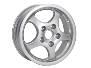 Front 16-inch Cup alloy wheel, Silver metallic. Porsche 964 C2 / C4 - 94436211200, 94436211600, 94436211602