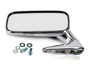 Door mirror rectangle in Chrome. SMALL. Porsche 911 70-73 - 91173101300, 91173101306, 91173101406, 91173101308, 91173101408 - MRS11.1.100, MRS11.1.101, MRS111100, MRS111101, 1689100770, 1689100780
