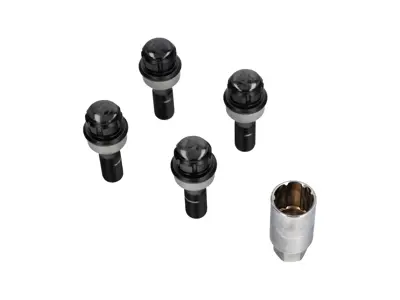 Locking wheel bolt kit (standard size) Black plated for Porsche - PAF009593, 971698030B, WHT004676A, WHT006978, 00004460291