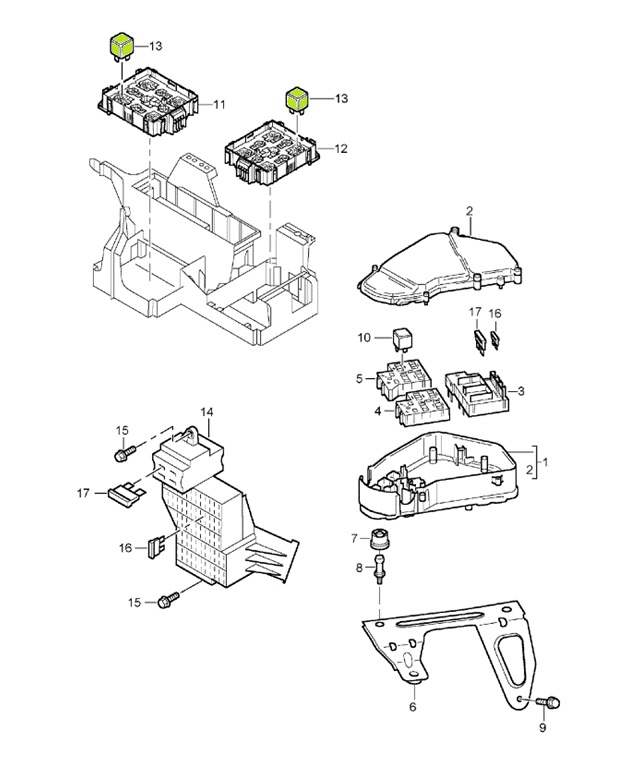Air suspension compressor relay. Porsche 955 Cayenne 95561501001
