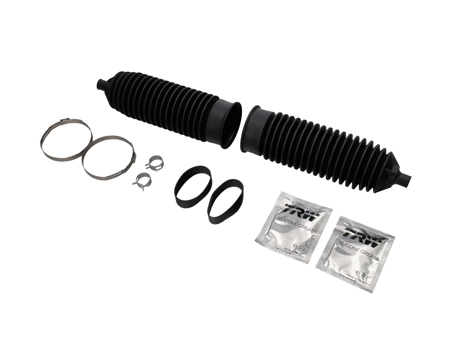 Steering rack gaiter kit for later rack. Porsche Boxster 986 / 996 - 99634701106, 99634701107, 99634701207, 99634701208, 996347194102, 99634719104 - JBE220