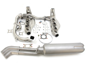 Exhaust system in stainless steel with heat exchangers Ø41mm.  Porsche 930 Turbo - 91104KIT, 93011115500, 93012319105, 93033091103S, 93022092203S, 93011100304SS, 9009100970C, 93012319407m, 93011116905 - 93011115500/1