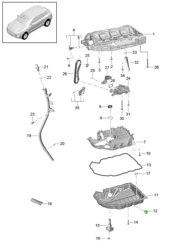 Porsche 95B Macan Engine oil drain plug with Oring 95810380100