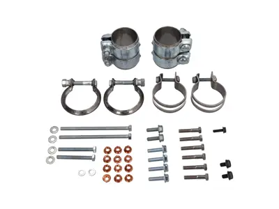 Exhaust Fitting Kit with Titanium Clamps for Rear Silencers. Porsche (911) 996 C2 /C4 / C4S - 99611110800, 99611122002, 99951108700